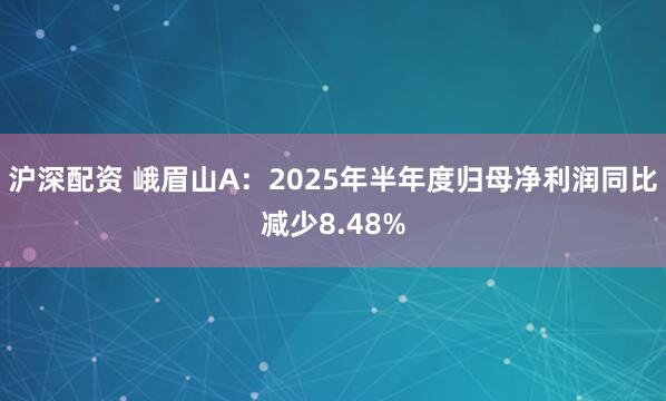 沪深配资 峨眉山A：2025年半年度归母净利润同比减少8.48%